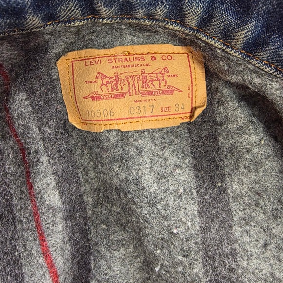 Vintage Levis 70506 0317 Blanket Lined Denim Trucker Jacket Made in USA Mens 34 - Picture 7 of 13